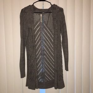 Grey knit cardigan sweater